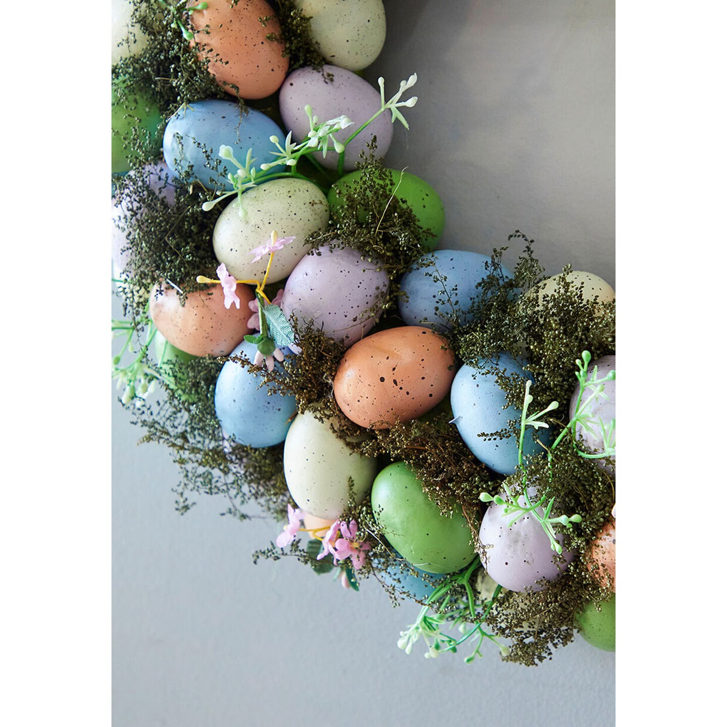 17.25" Easter Egg Wreath Colorful Spring Wreath with Eggs & Greenery for Door or Wall