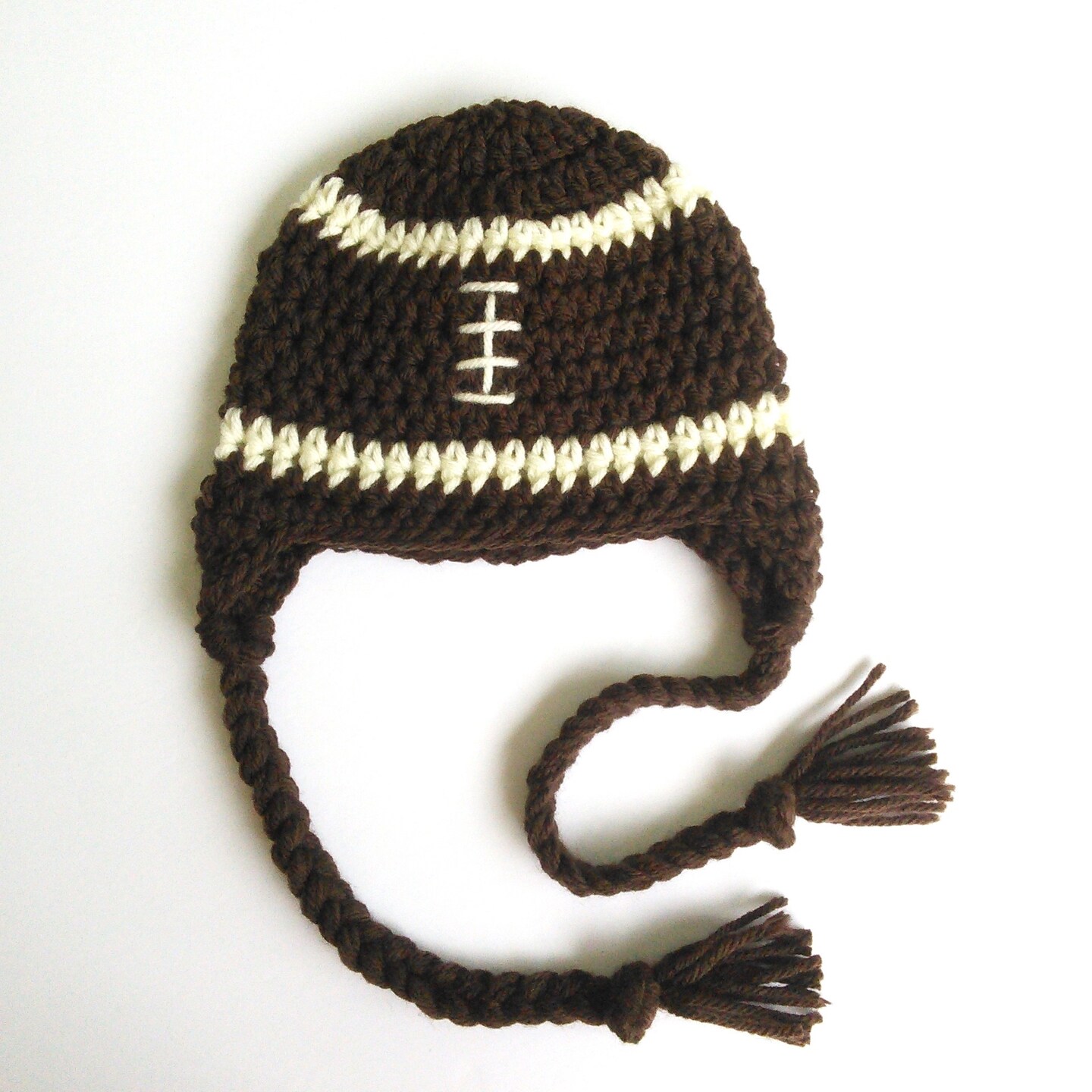 Newborn Baby Boy Football Hat, Crochet Football Ear Flap Hat