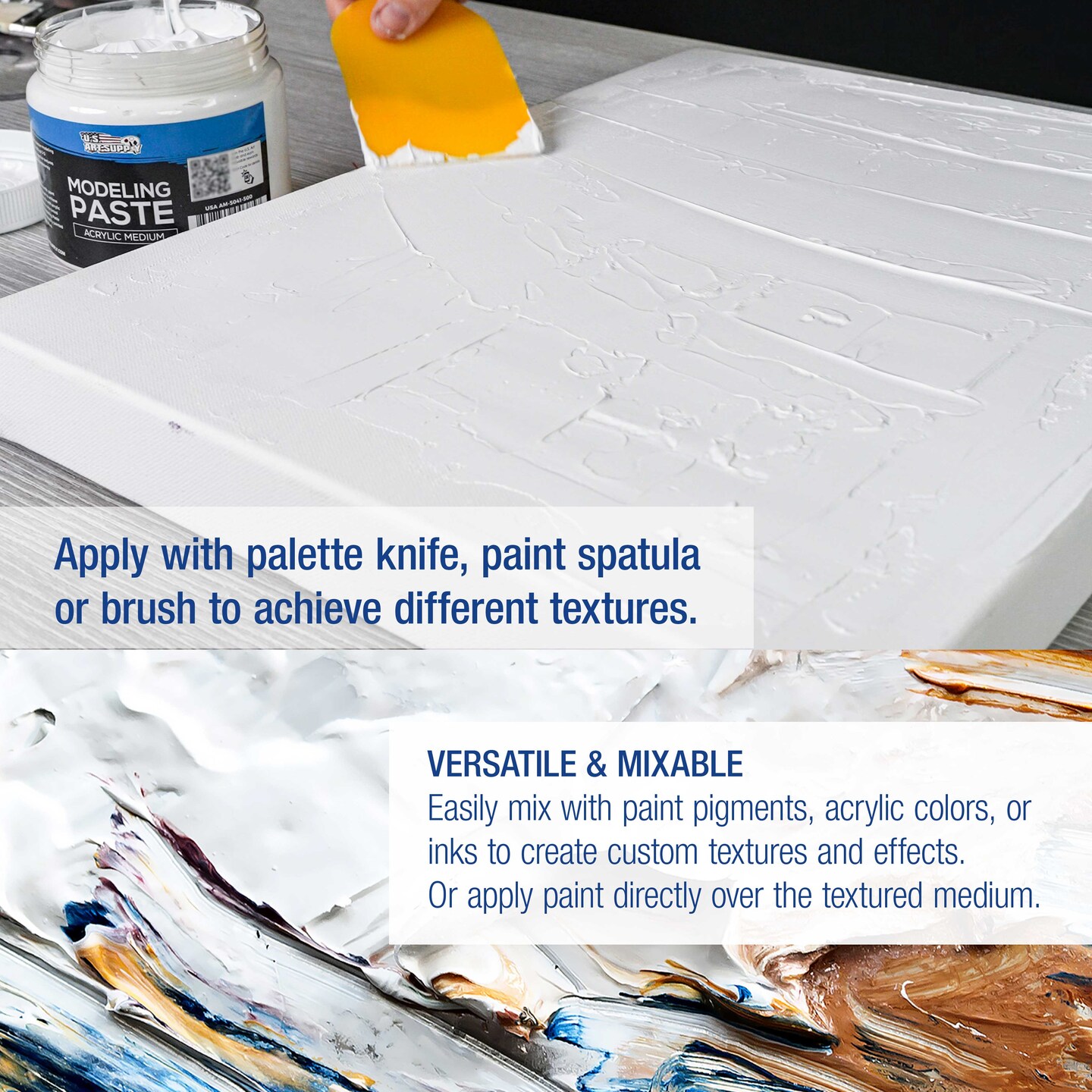 Acrylic Modeling Paste - 16.9oz (500ml) Lightweight, Flexible, Mixable, Sandable, and Archival-Safe