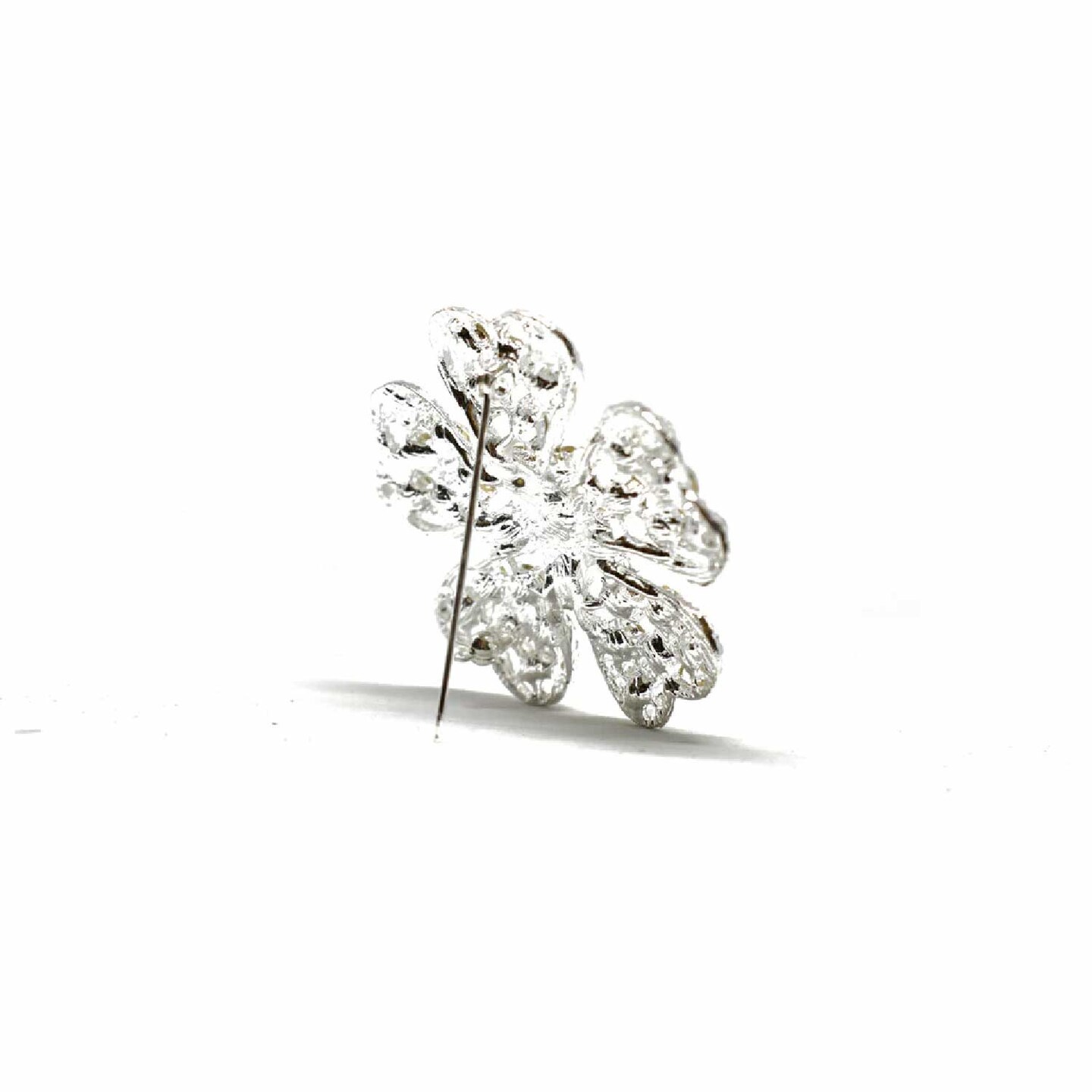 Sparkly Rhinestone Flower Brooch Pin For DIY Crafts Bridal Projects 2 Inch