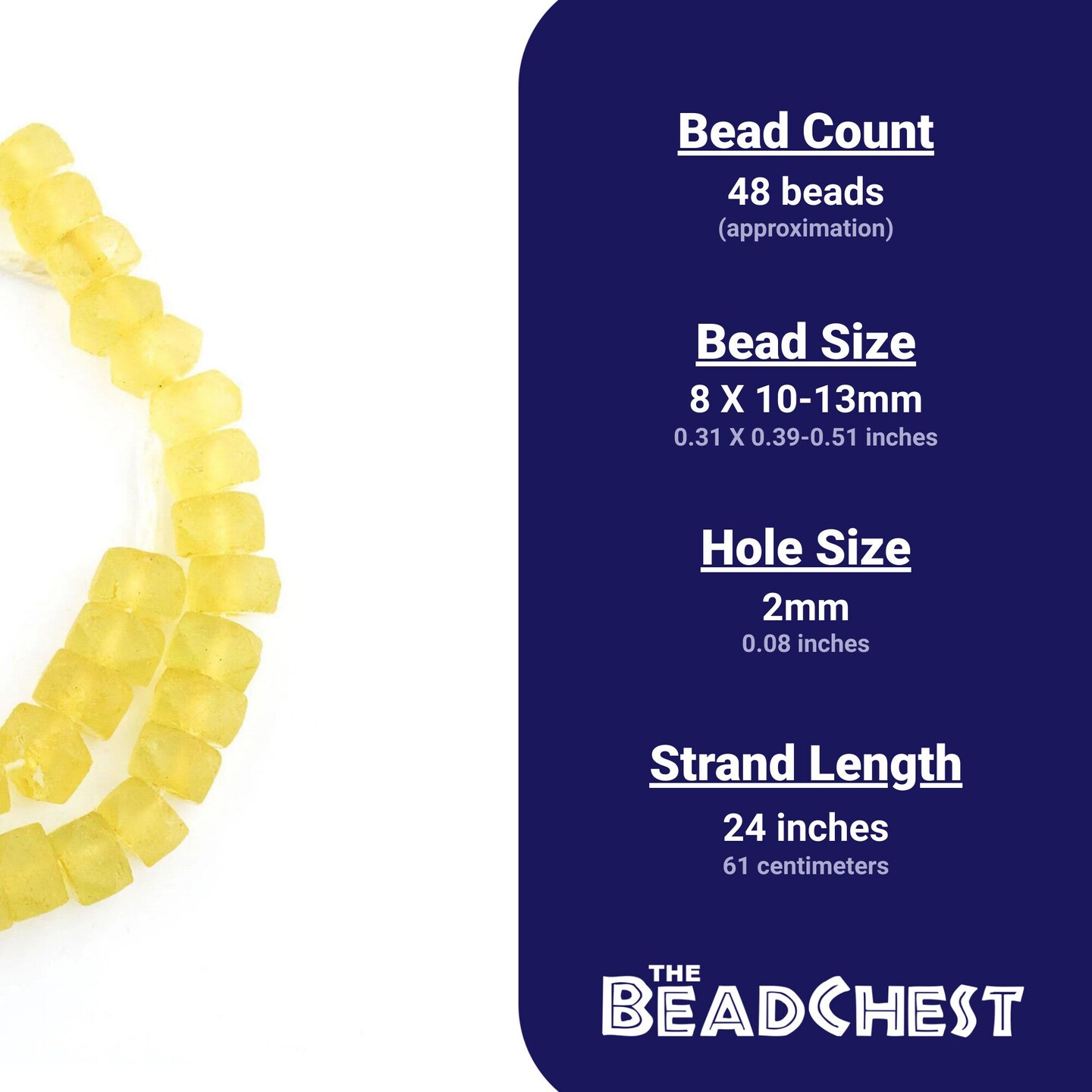 The Bead Chest Sunflower Yellow Faceted Recycled Java Sea Glass Beads - Full Strand of Faceted Bottle Glass Beads | Approximately 48 Beads