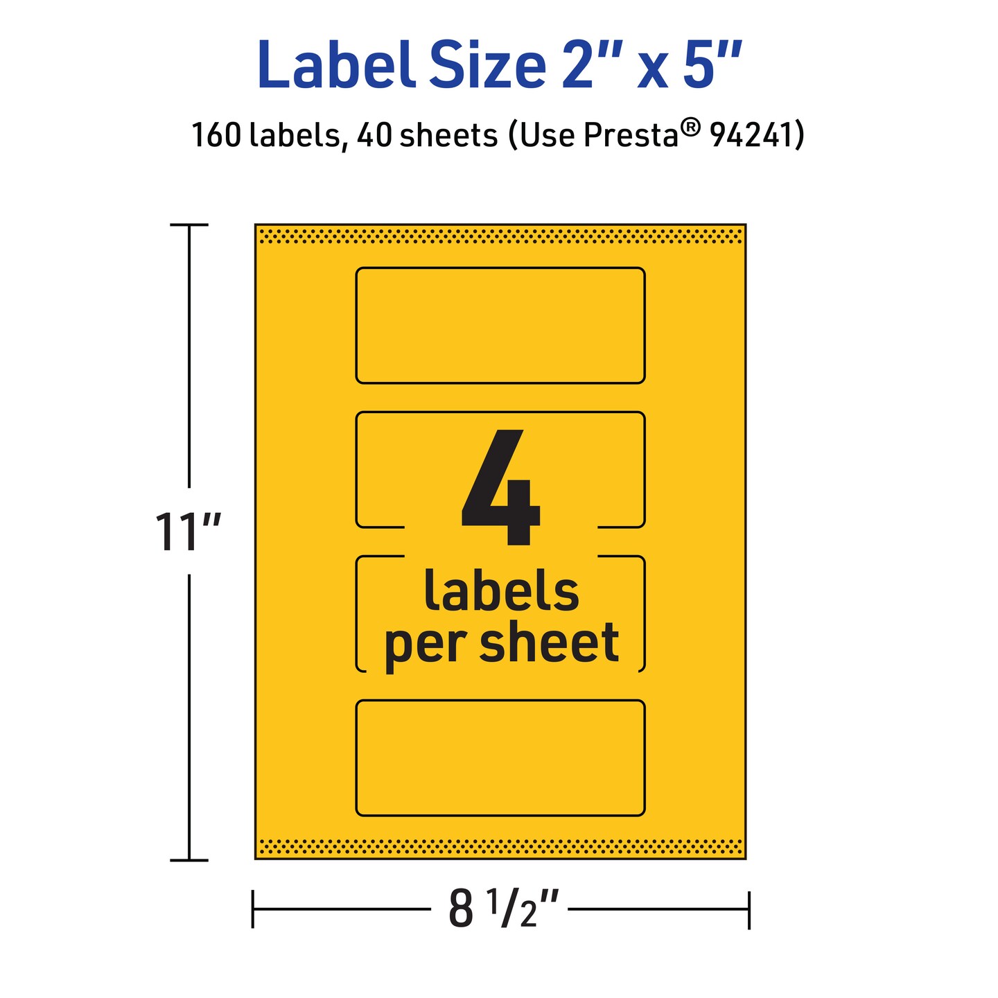 Avery Bright Yellow Paper Labels, 2&#x22; x 5&#x22; Rectangle