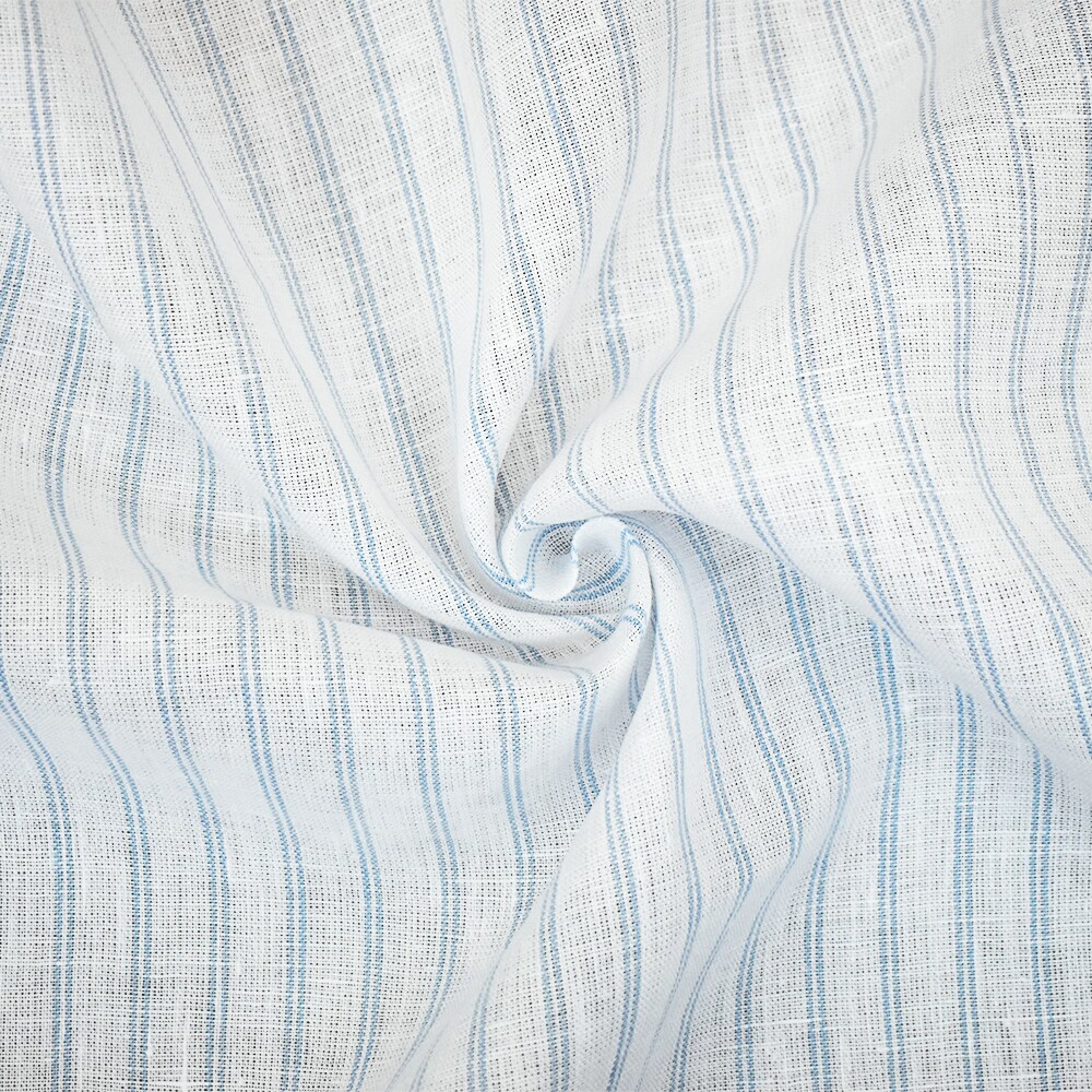 White-Light Blue Spence Bryson Stripe Irish Linen Slub Woven Fabric By the Yard