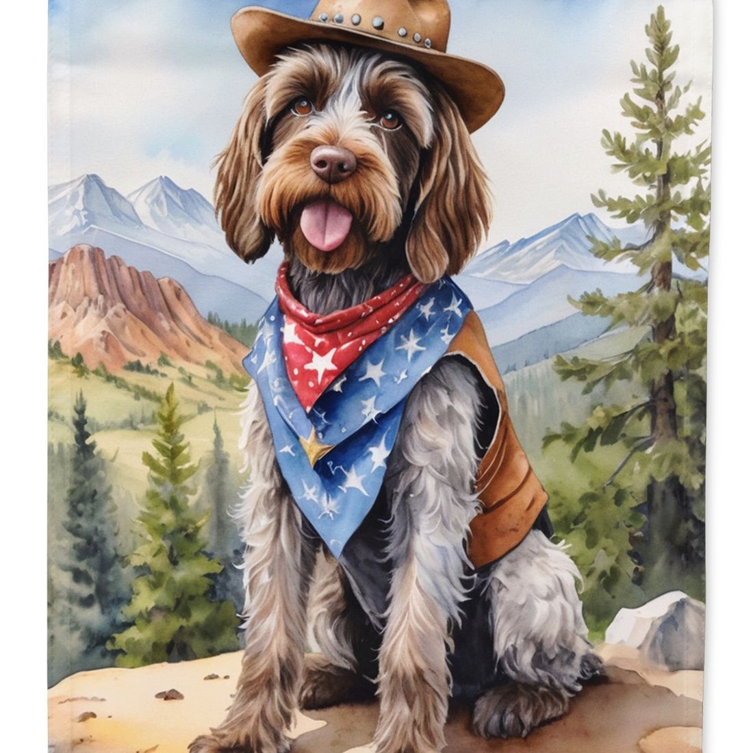 Edge Collections - 28" X 40" - Multicolor - Wirehaired Pointing Griffon Cowboy Welcome - 1 Piece