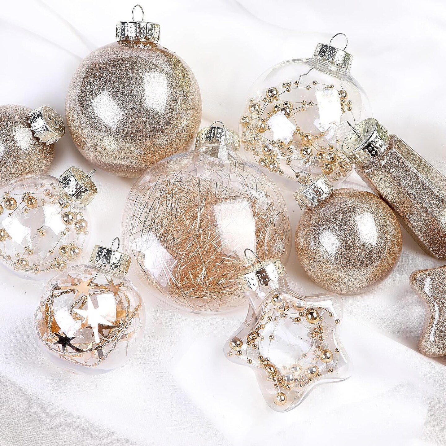 86PCS Christmas Tree Ball Ornaments Clear Set (Champagne) - 14.69 x 7.32 x 9.53 inches