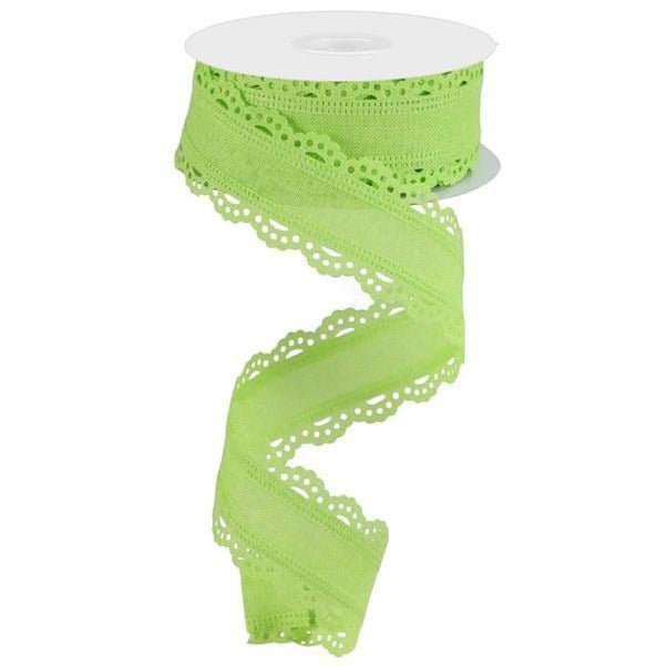 1.5&#x22; Scalloped Edge Ribbon: Bright Green (10 Yard)