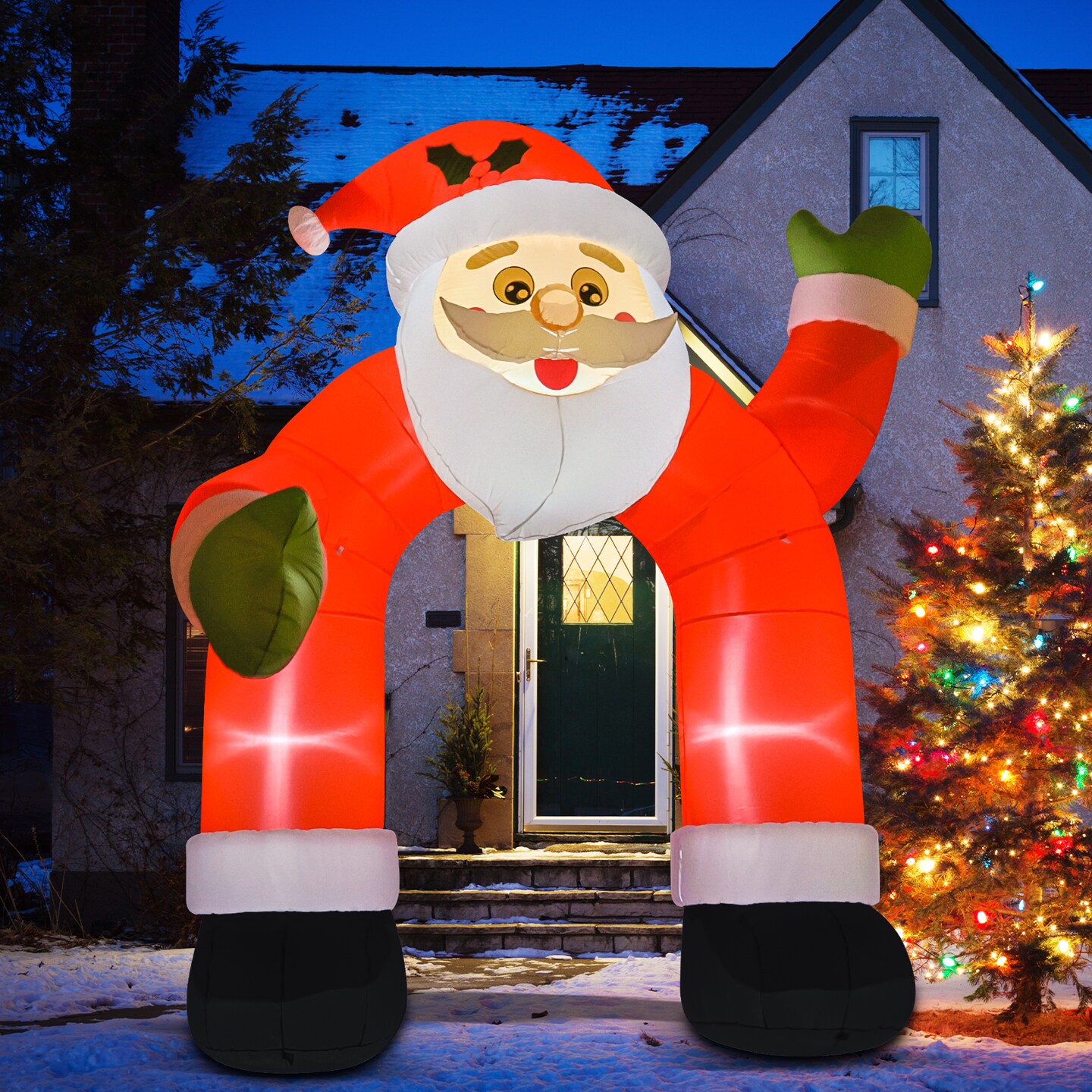 GOOSH 8FT Animated Dancing Santa Inflatable with Shaking Arms and