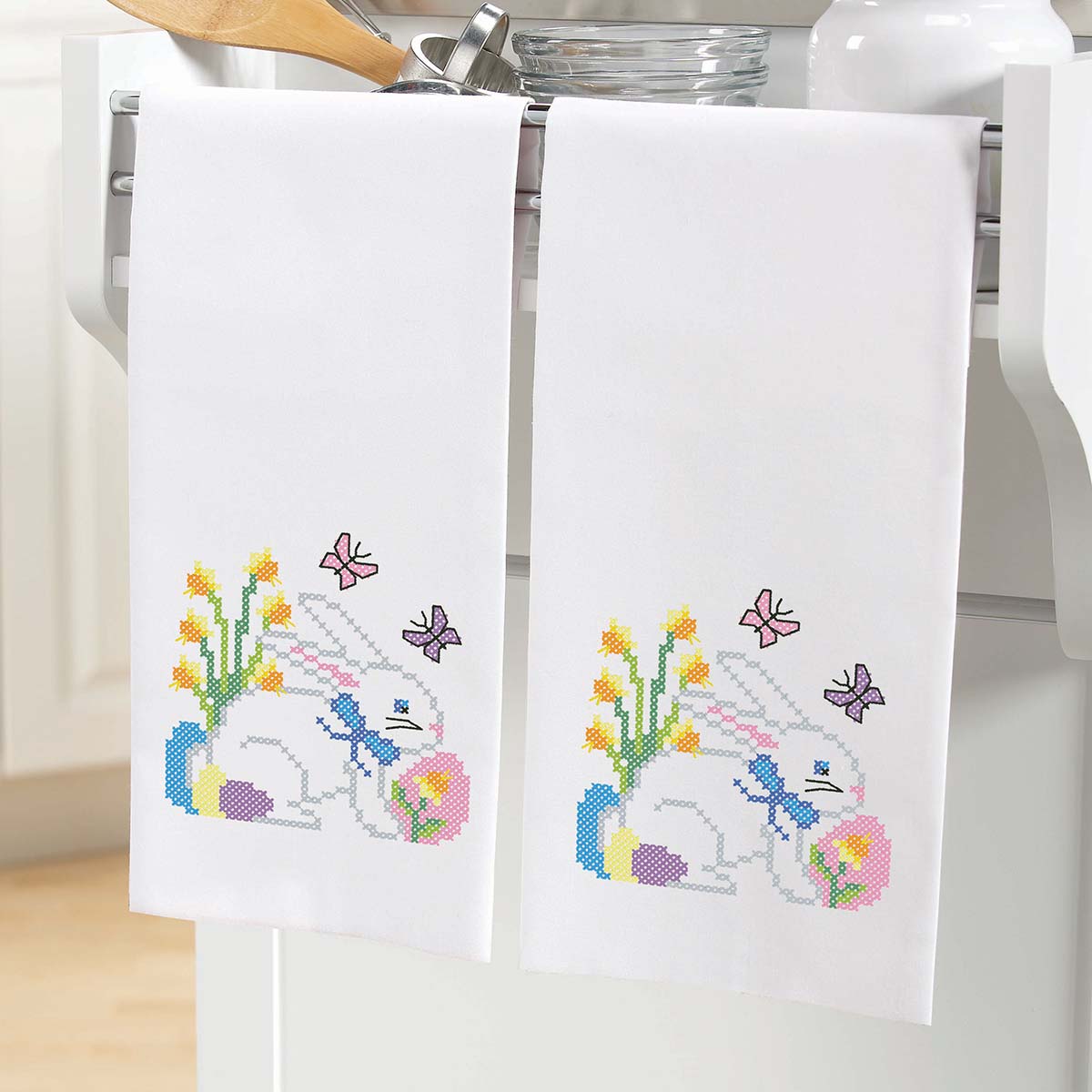 Herrschners Easter Bunny Towel Pair- April Stamped Cross-Stitch