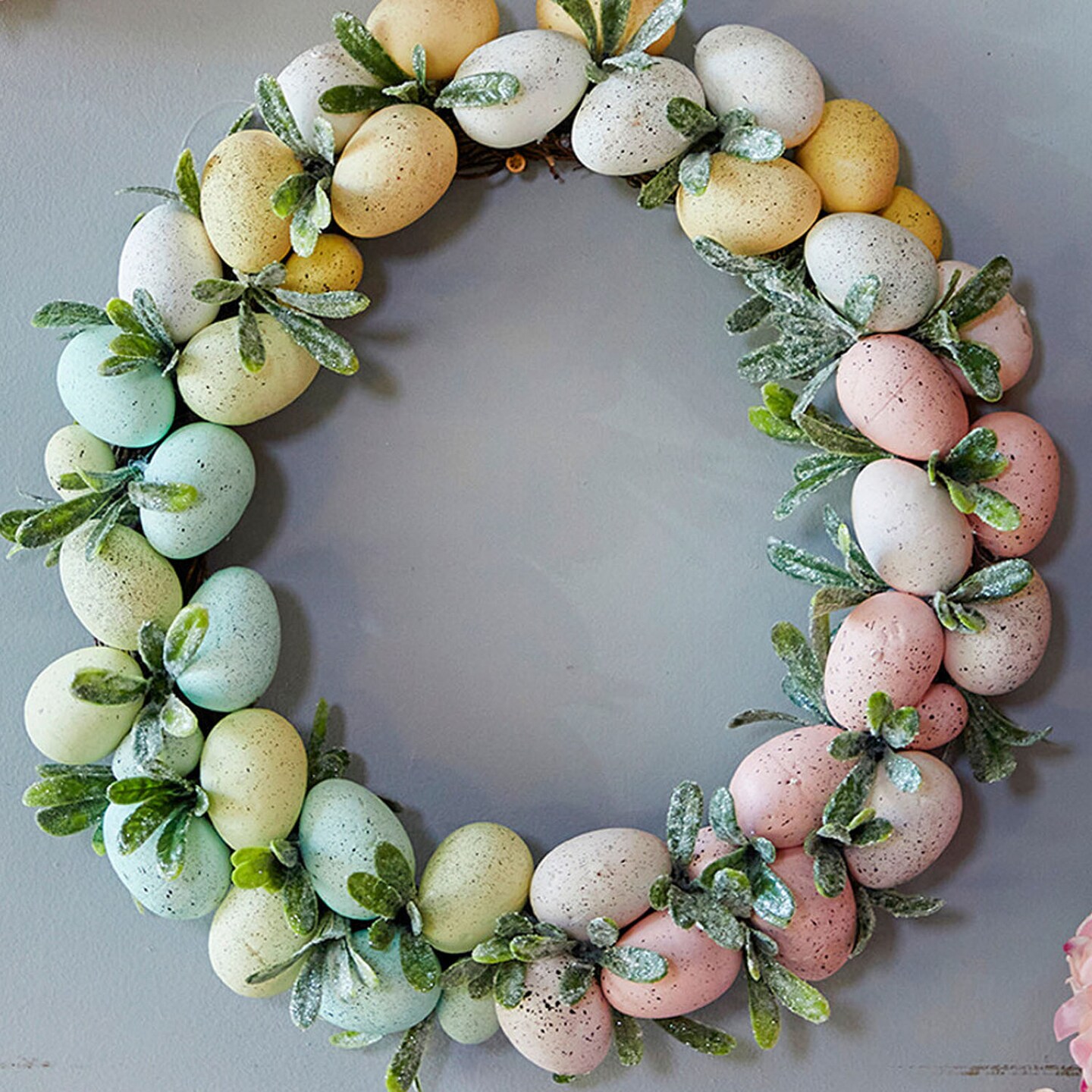 17" Easter Egg Wreath Colorful Spring Wreath for Door & Wall Decor