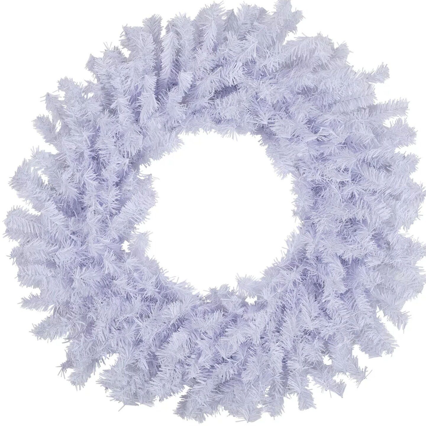 24&#x22; White Crystal Spruce Wreath Unlit Artificial Christmas Decoration