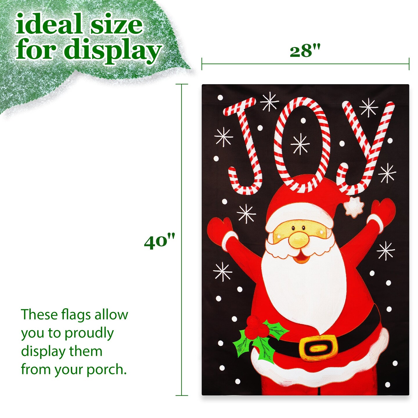 G128 House Flag Joyful Santa | 28x40 Inch | Printed Blockout Polyester - Christmas Decoration