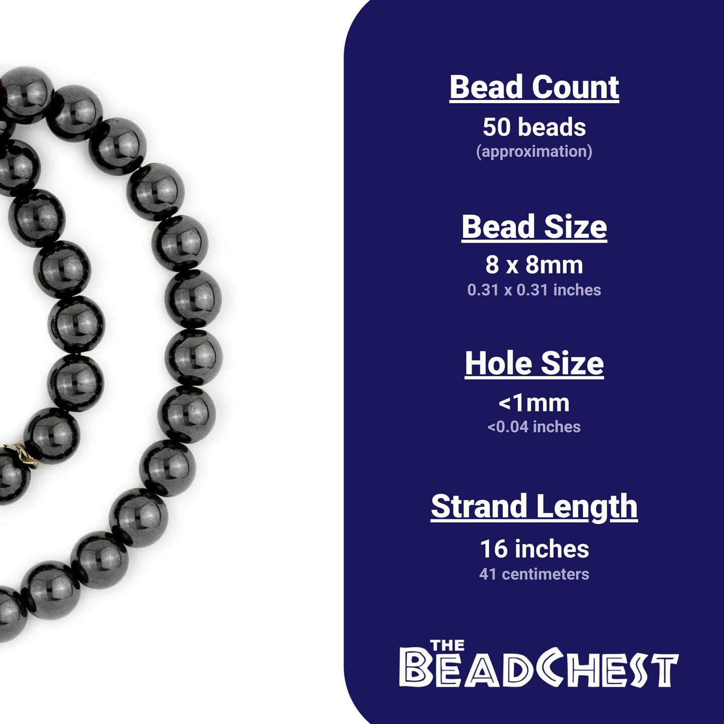 The Bead Chest Round Non-Magnetic Hematite Beads (8mm): Organic Gemstone Round Spherical Energy Stone Healing Power Crystal for Jewelry Bracelet Mala Necklace Making