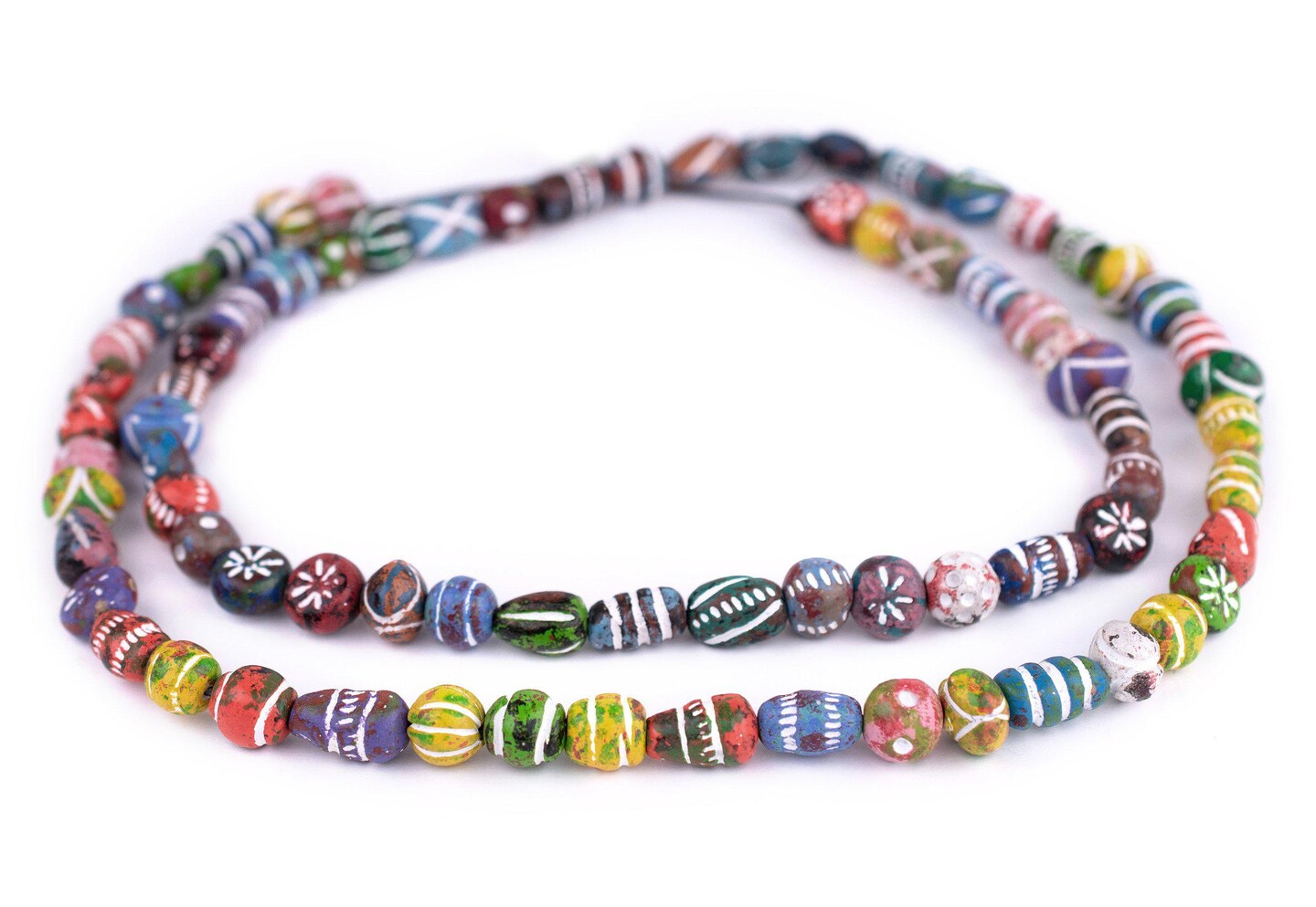 The Bead Chest Multicolor Patterned Mini Terracotta Beads 10mm Mixed Clay 25 Inch Strand