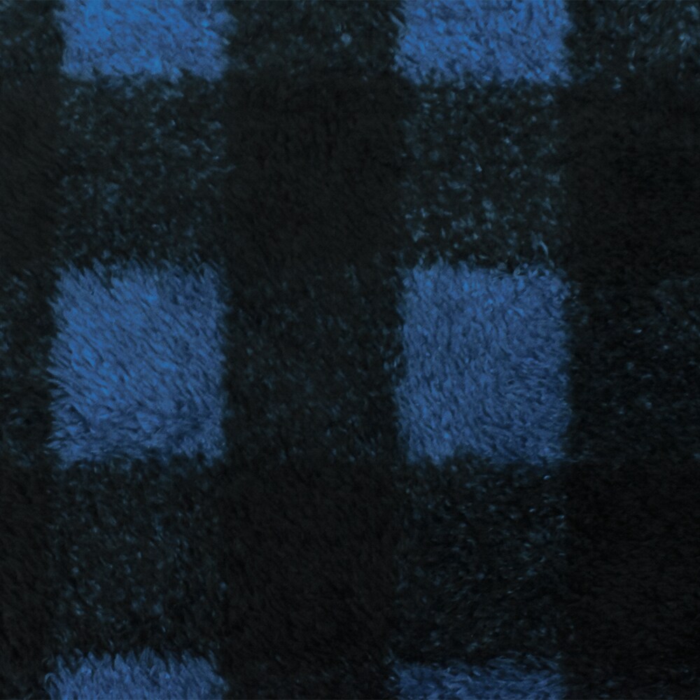 Blue-Black Check Printed Double Sided Sherpa Fleece Knit Fabric By the Yard
