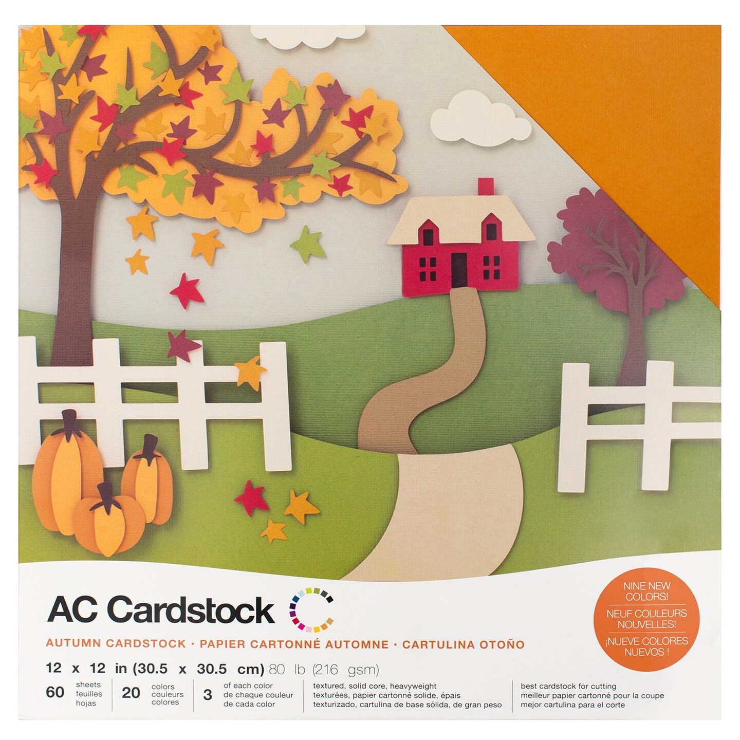 American Crafts Textured Cardstock Pack 12"X12" 60/Pkg-Autumn
