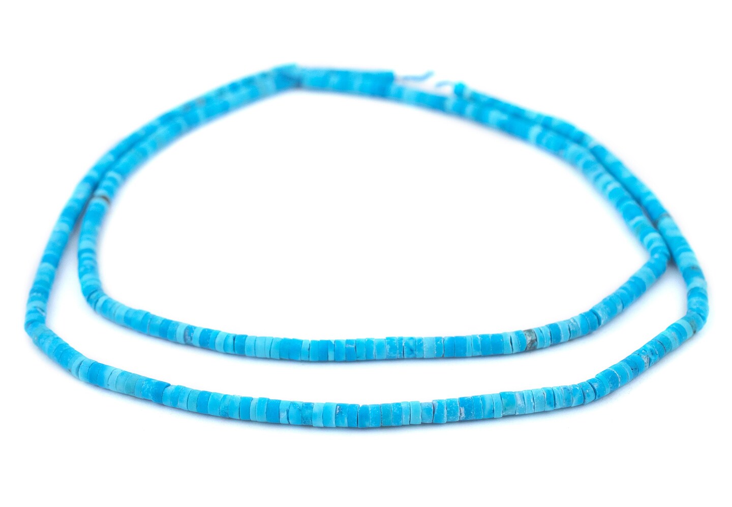 The Bead Chest Blue Turquoise Afghan Stone Cylinder Beads 4mm Afghanistan Gemstone 15 Inch Strand