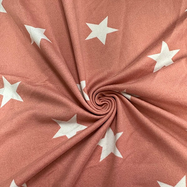 Carnation Star Print Double Brushed Jersey Knit Fabric By the Yard