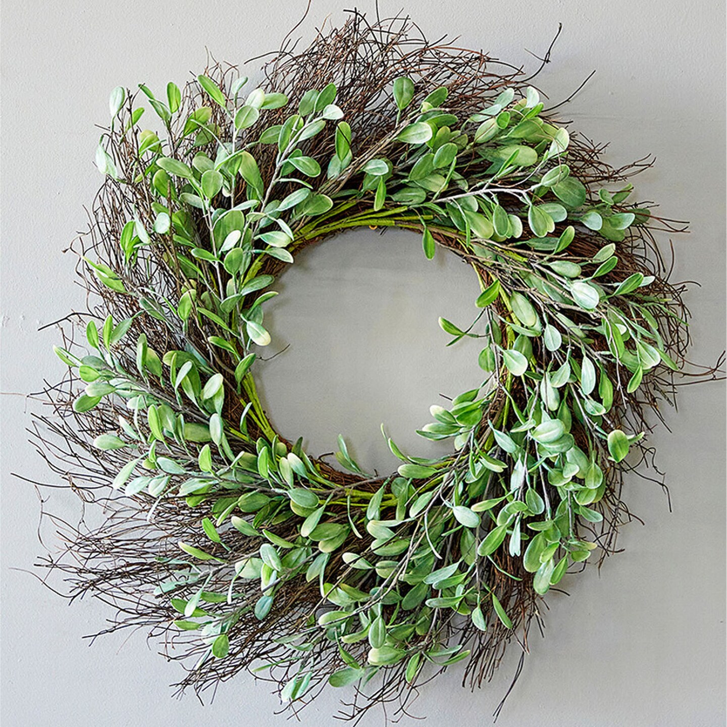 24" Olive Twig Wreath Elegant Greenery Accent for Modern & Rustic Home Decor