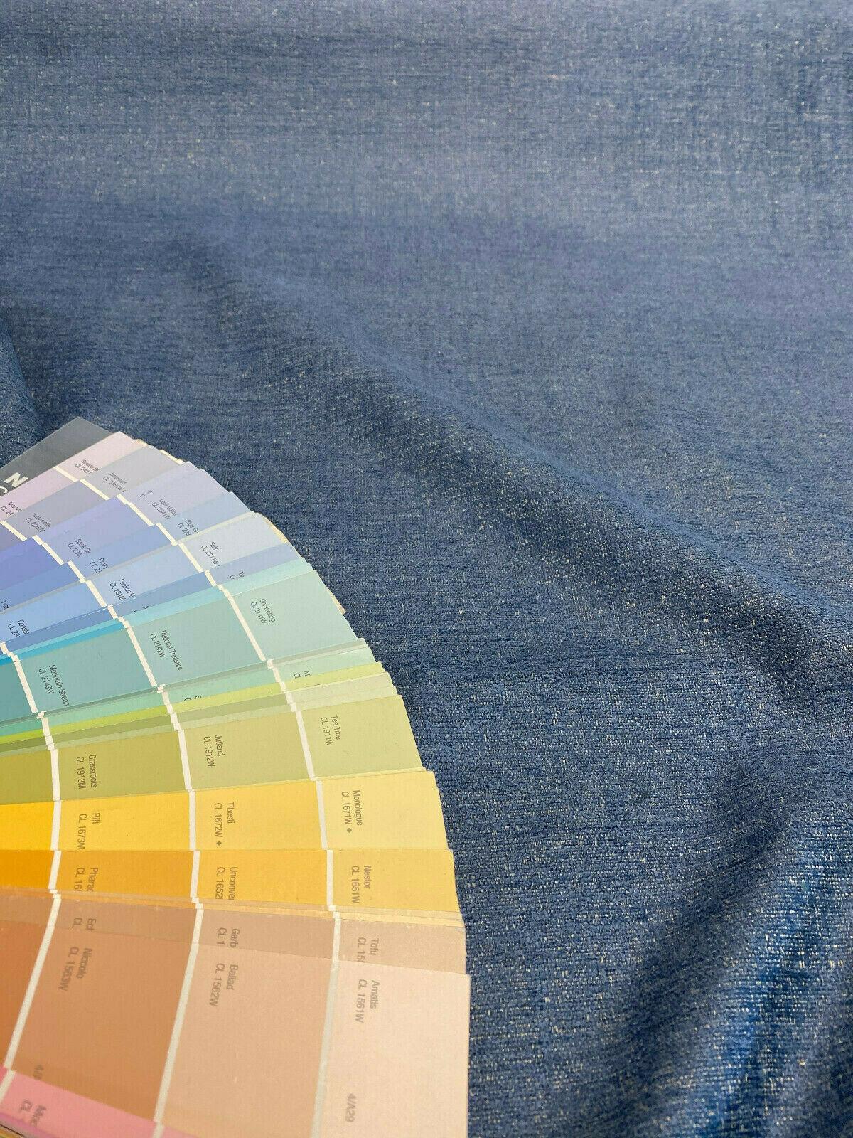 1 Yard Granbury Blue Crypton Chenille Upholstery Fabric 57.5 Inch Width 79% Rayon 21% Polyester