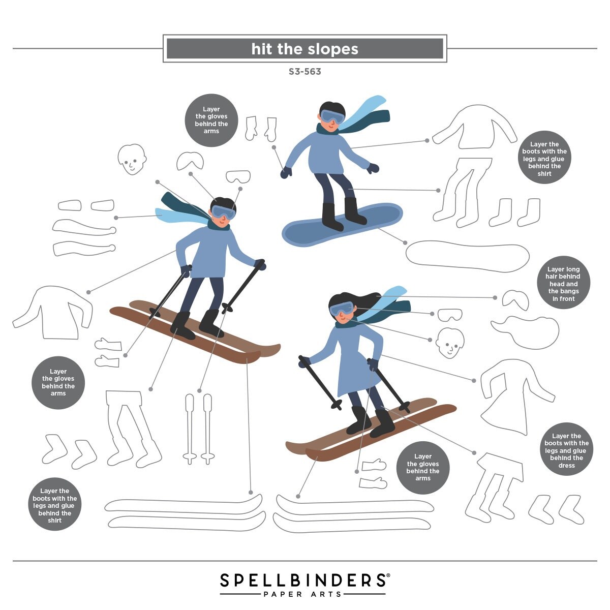 Spellbinders Etched Dies by Simon Hurley-Ski-Son's Greetings, Hit The Slopes