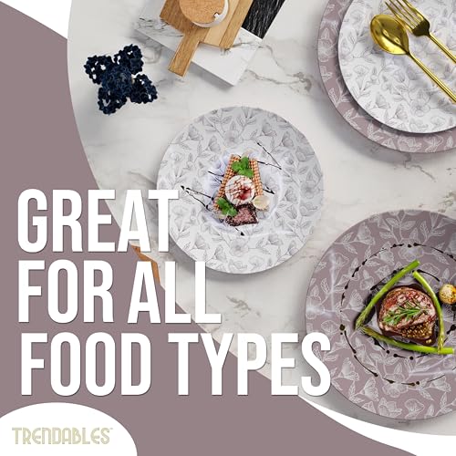 Trendables Disposable Dinnerware Decorative Plates Plastic Disposable Plates 8 Inch Dessert Plate & 10 Inch Wedding Party Plate Set