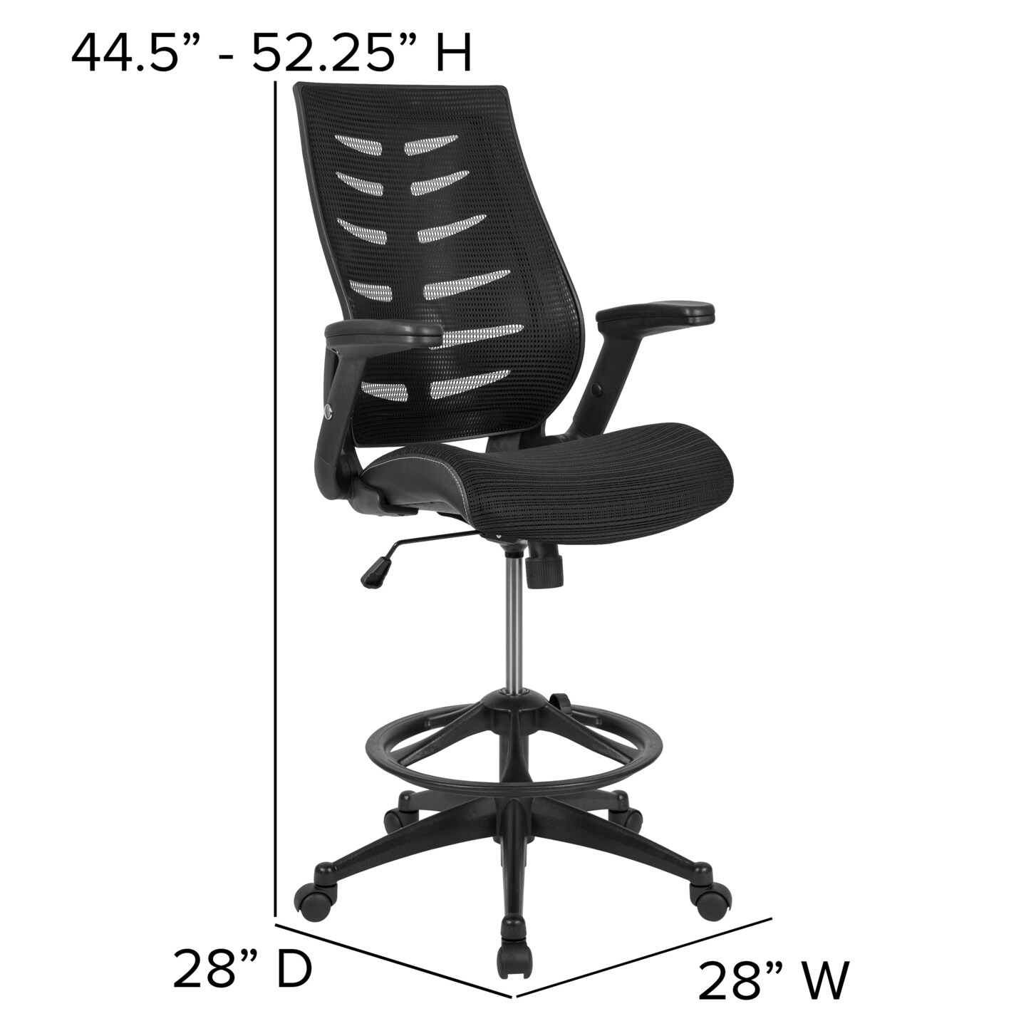 Emma and Oliver High Back Mesh Ergonomic Drafting Chair with Adjustable Flip-Up Arms