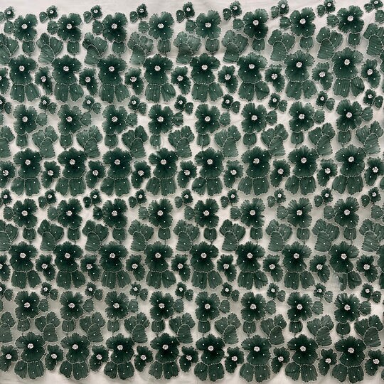 1 Yard Beaded 3D Floral Lace Fabric Embroidered 100 Percent Polyester Net Mesh 52 inch Width