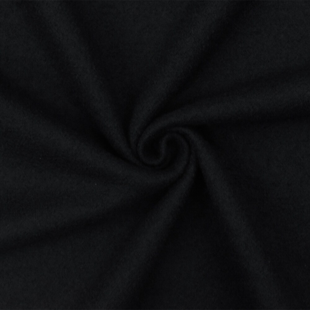 Black Solid Wool Brushed Boucle Knit Jacketing Fabric By the Yard