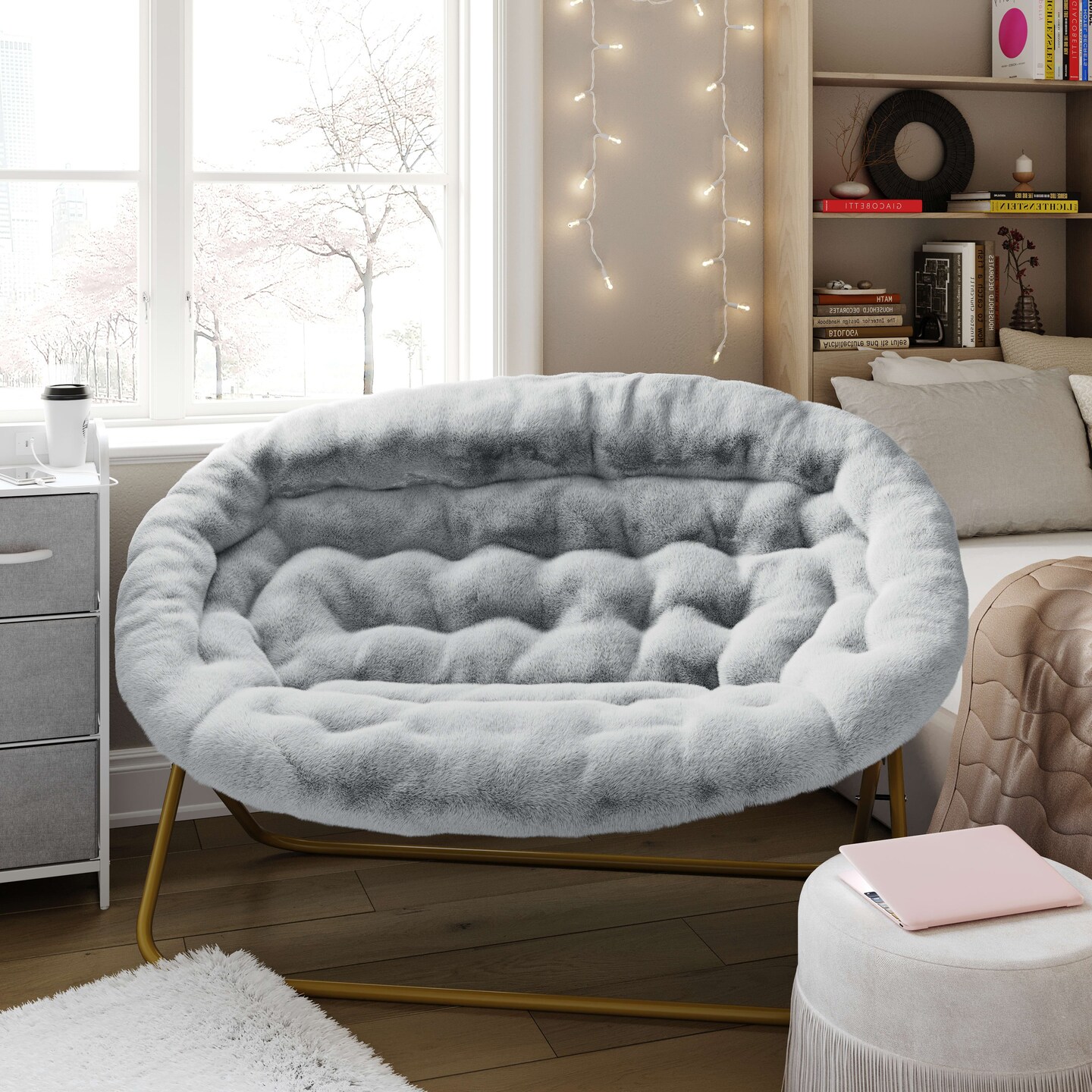 Emma and Oliver Janey Folding Double Saucer Chair with Steel Frame