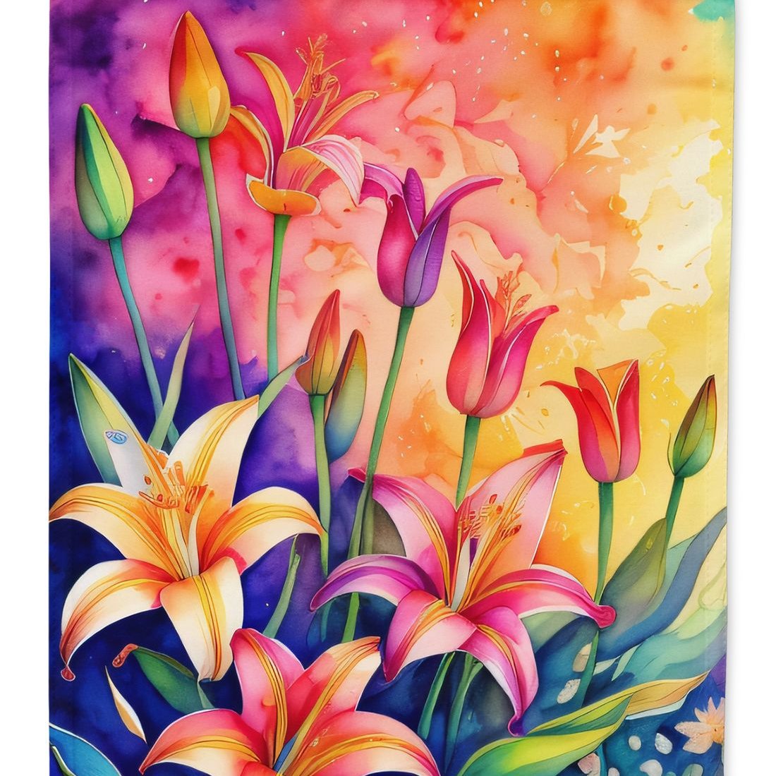 Edge Collections - 28" X 40" - Multicolor - Lilies in Color Large Porch - 1 Piece