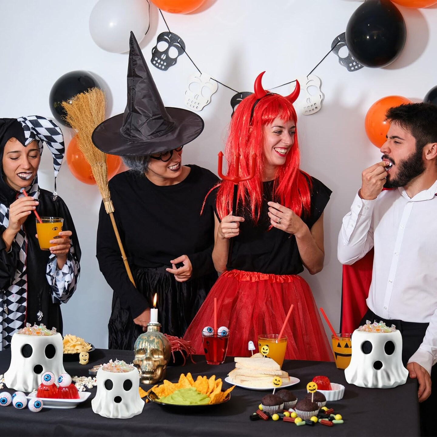 2 Pack Ghost Bucket Decor Halloween (White) 11.81&#x22;L x 11.81&#x22;W x 7.87&#x22;H