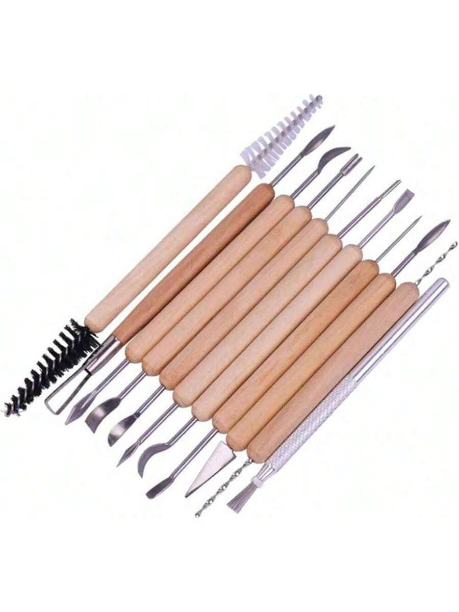 45 Pcs Set Pottery Clay Sculpting Tool Kit with Wooden Handles