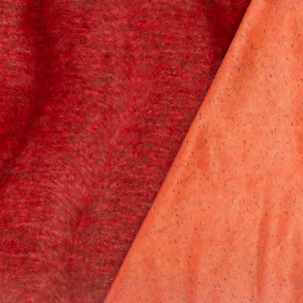 Red-Orange Wave Texture Polyester Faux Fur Knit Fabric By the Yard