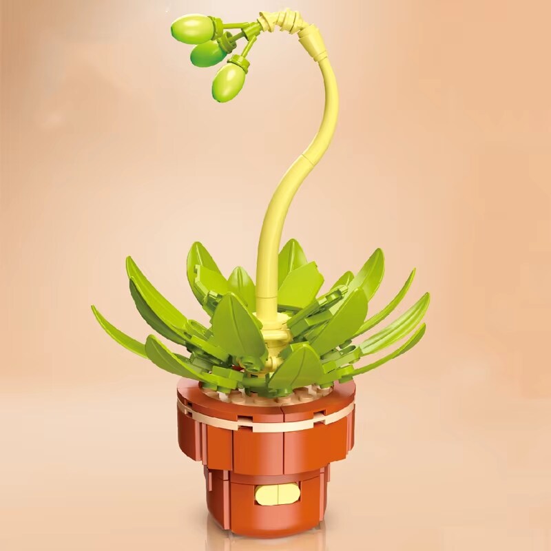Plant Building Brick Kit - Potted Succulent by Wizardi F07N11-9-4(113)