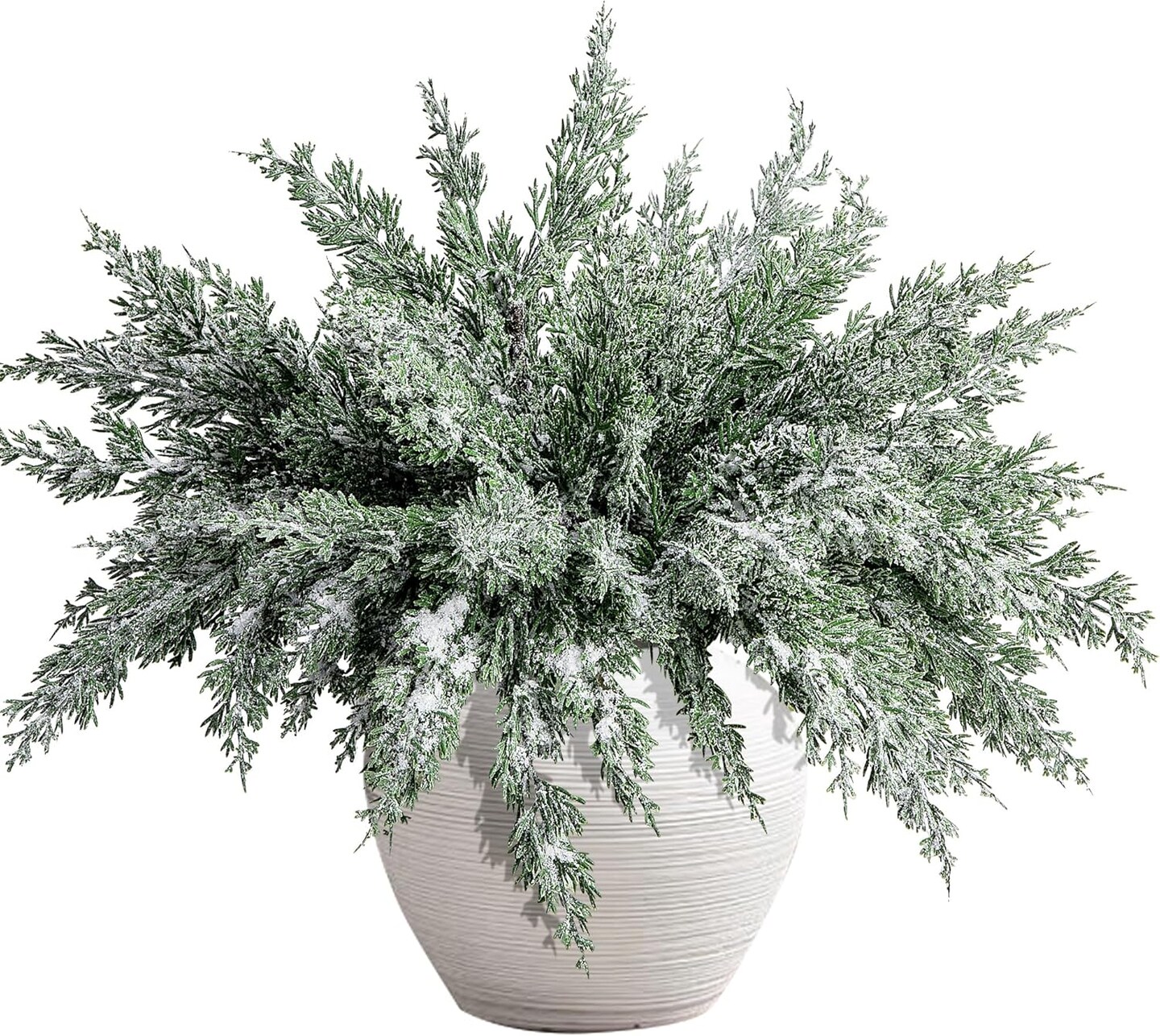 Snow Flocked Faux Greenery Norfolk Pine Sprigs Cypress Stems (Snow Pine Branches) 10"D x 10"W x 16.5"H