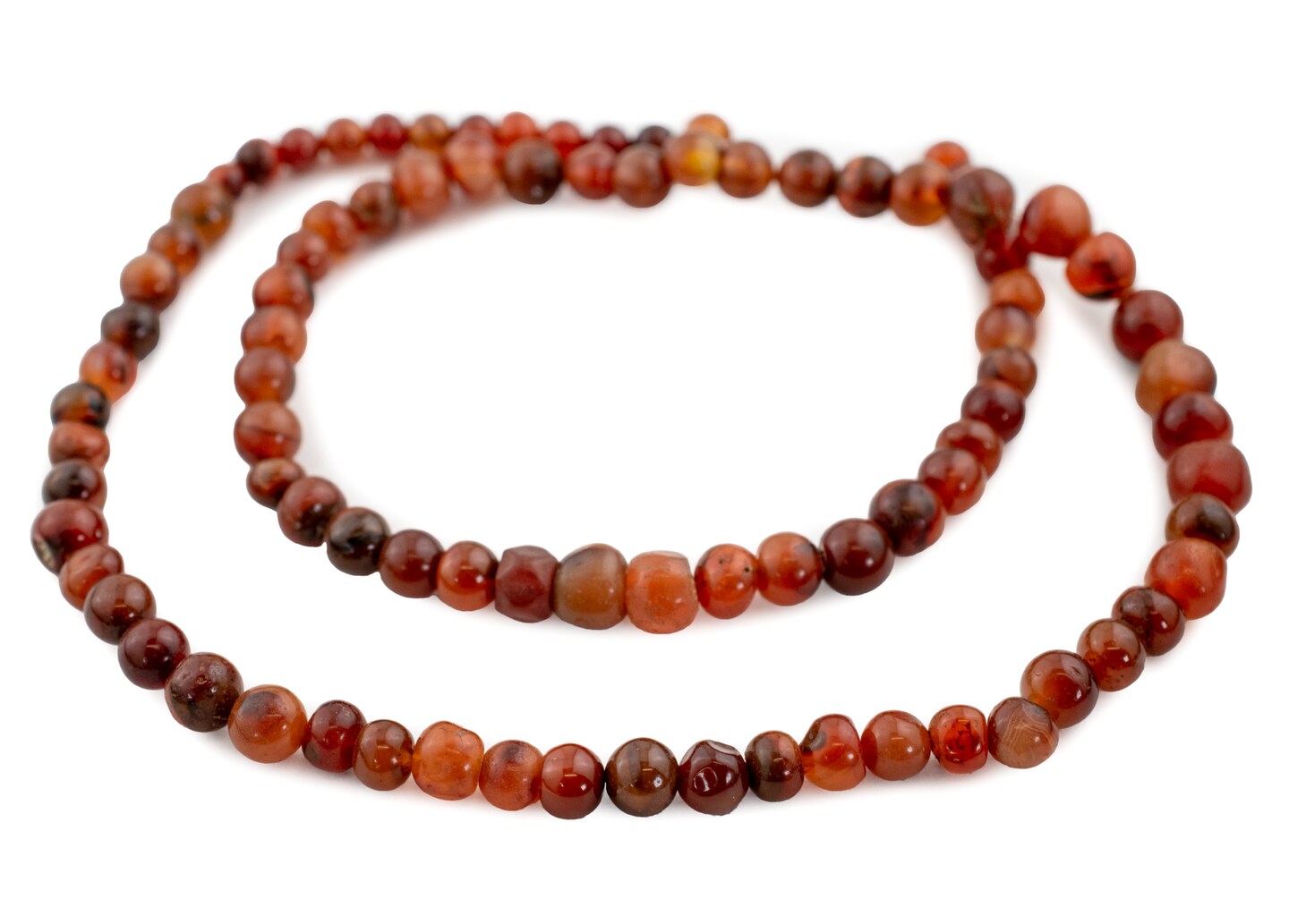 The Bead Chest African Carnelian Beads - Full Strand of Authentic Gemstone Beads from Ghana (Round - Small)