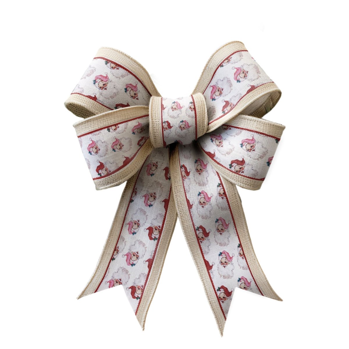 2.5in Vintage Santa Face Ribbon: Pink/Red (10 Yards)