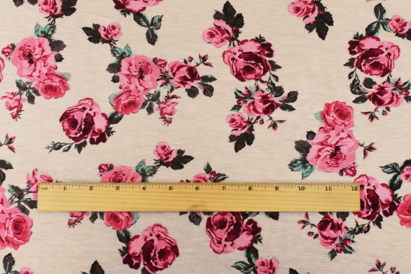 Taupe-Pink-Multi Floral Printed Stretch Rayon Spandex Jersey Knit Fabric By the Yard