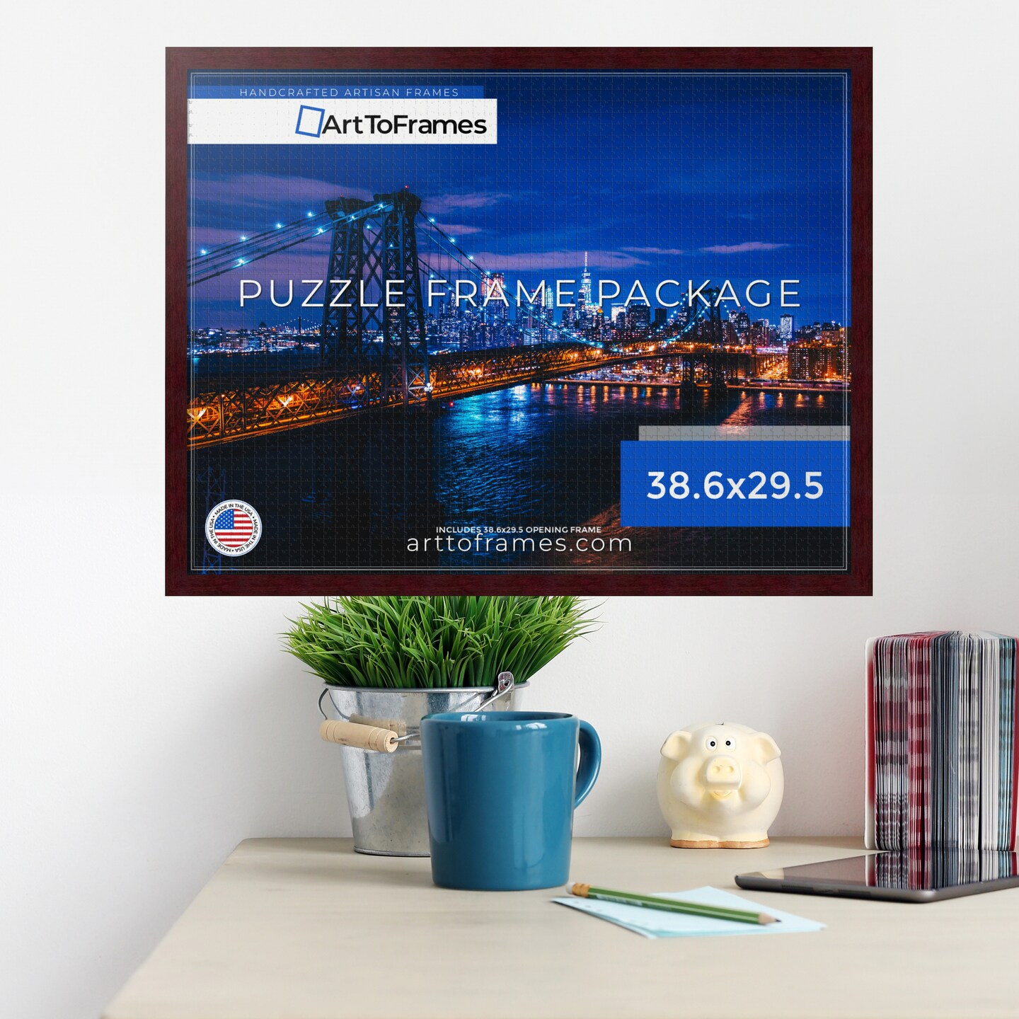 ArtToFrames 38.6x29.5 INCH / 98x75 CM Puzzle Frame for 2000 piece Puzzles.This 1.25 Inch Custom MDF Frame for Puzzles Comes with Economy Acrylic, Available in Multiple Colors