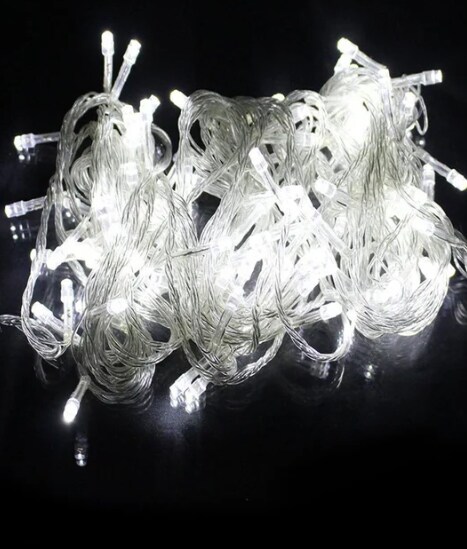 400 LED Clear Cable String Lights — 96ft Plug-In, 8 Modes, Indoor/Outdoor Decor