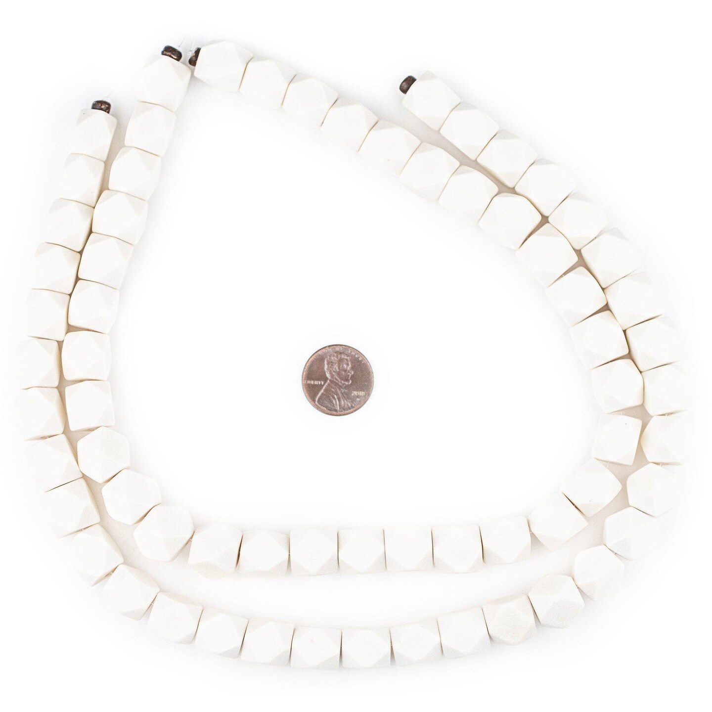 The Bead Chest White Cornerless Cube Wood Beads: 12mm Diamond Cut Natural Organic Beads for Jewelry Making