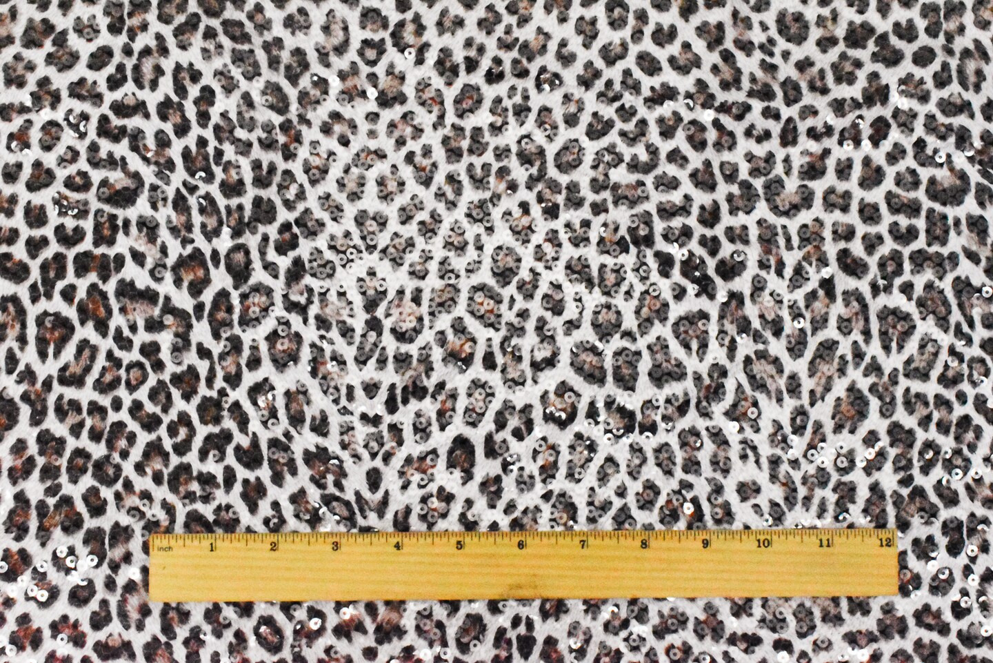 Brown-Multi Cheetah Printed Sequin Stretch Poly Jersey Knit Fabric By the Yard