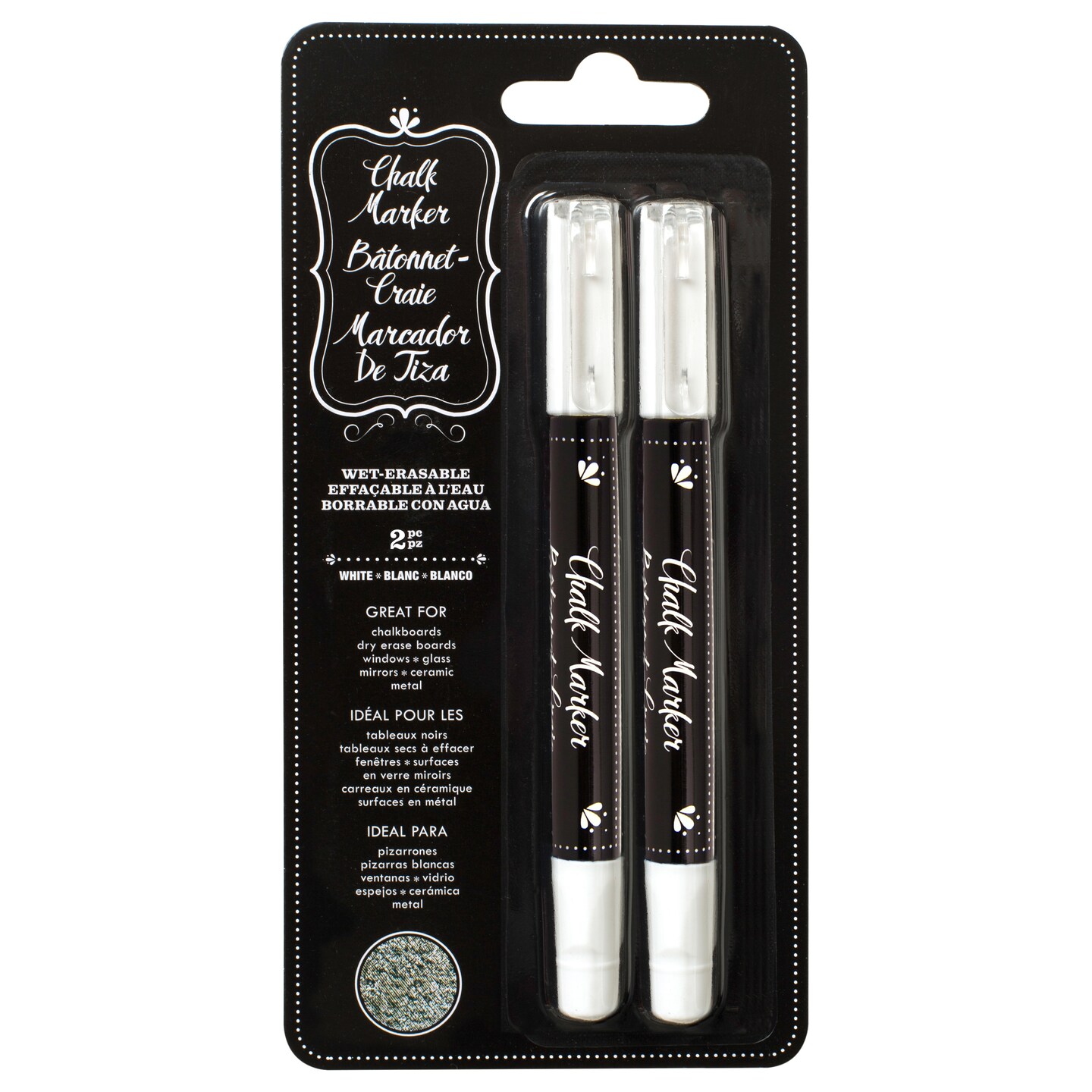 American Crafts Erasable Chalk Markers 2/Pkg-White