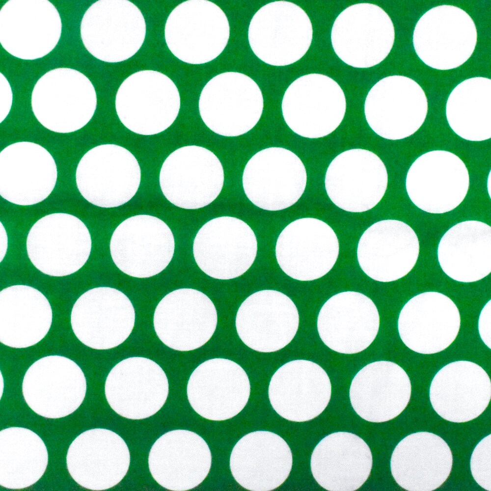 Kelly Green-Ivory Dot Printed Cotton Lawn Woven Fabric By the Yard