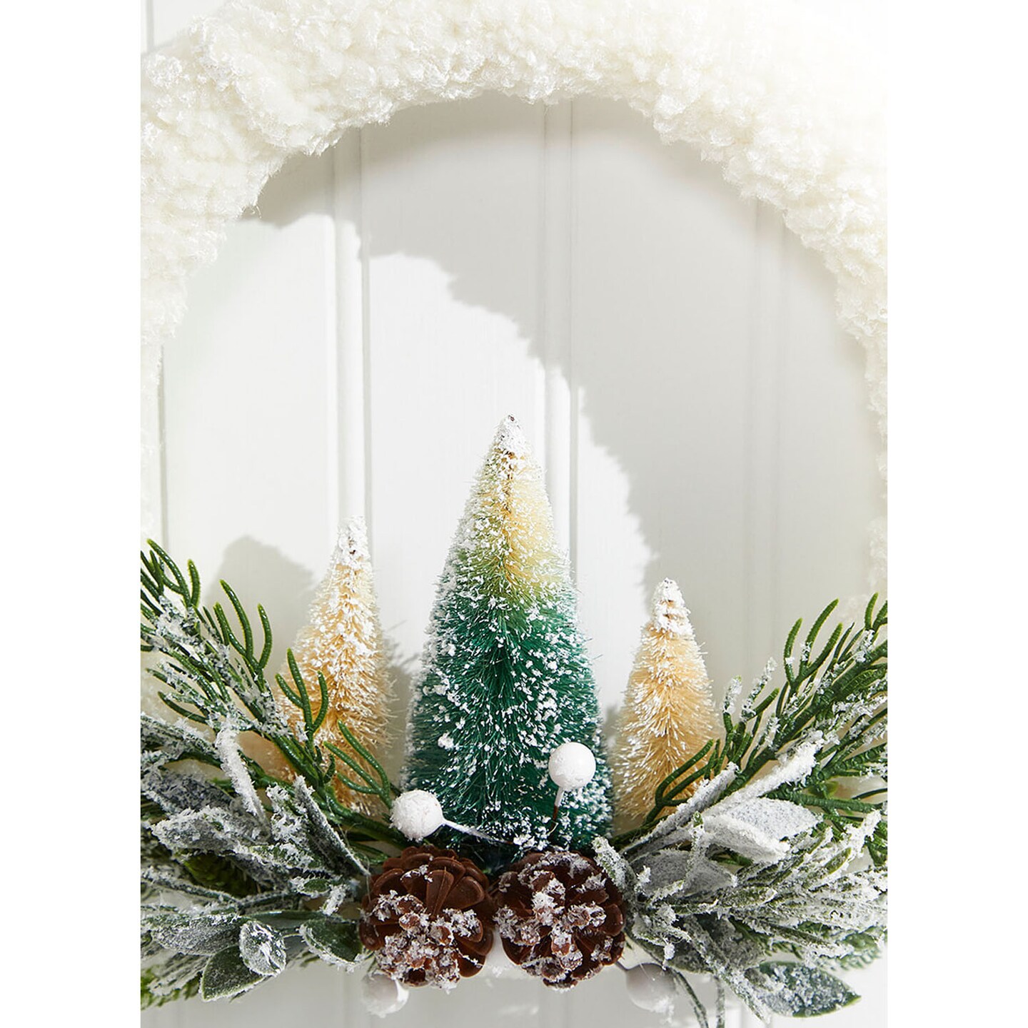Frosted Christmas Tree Wreath Ornament Snowy Holiday Tree Hanging Decoration