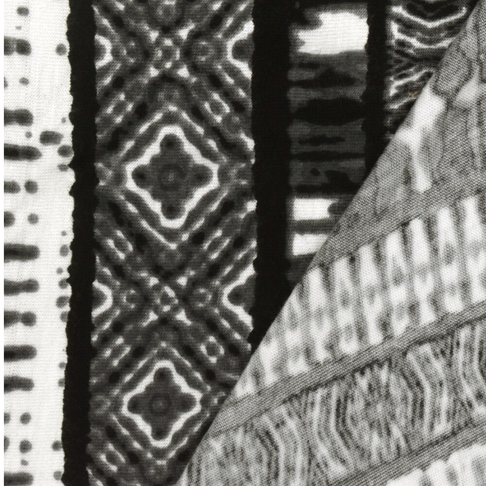 Gray-Multi Tie Dye And Aztec Stripe Print Rayon Stretch Jersey Knit Fabric By the Yard