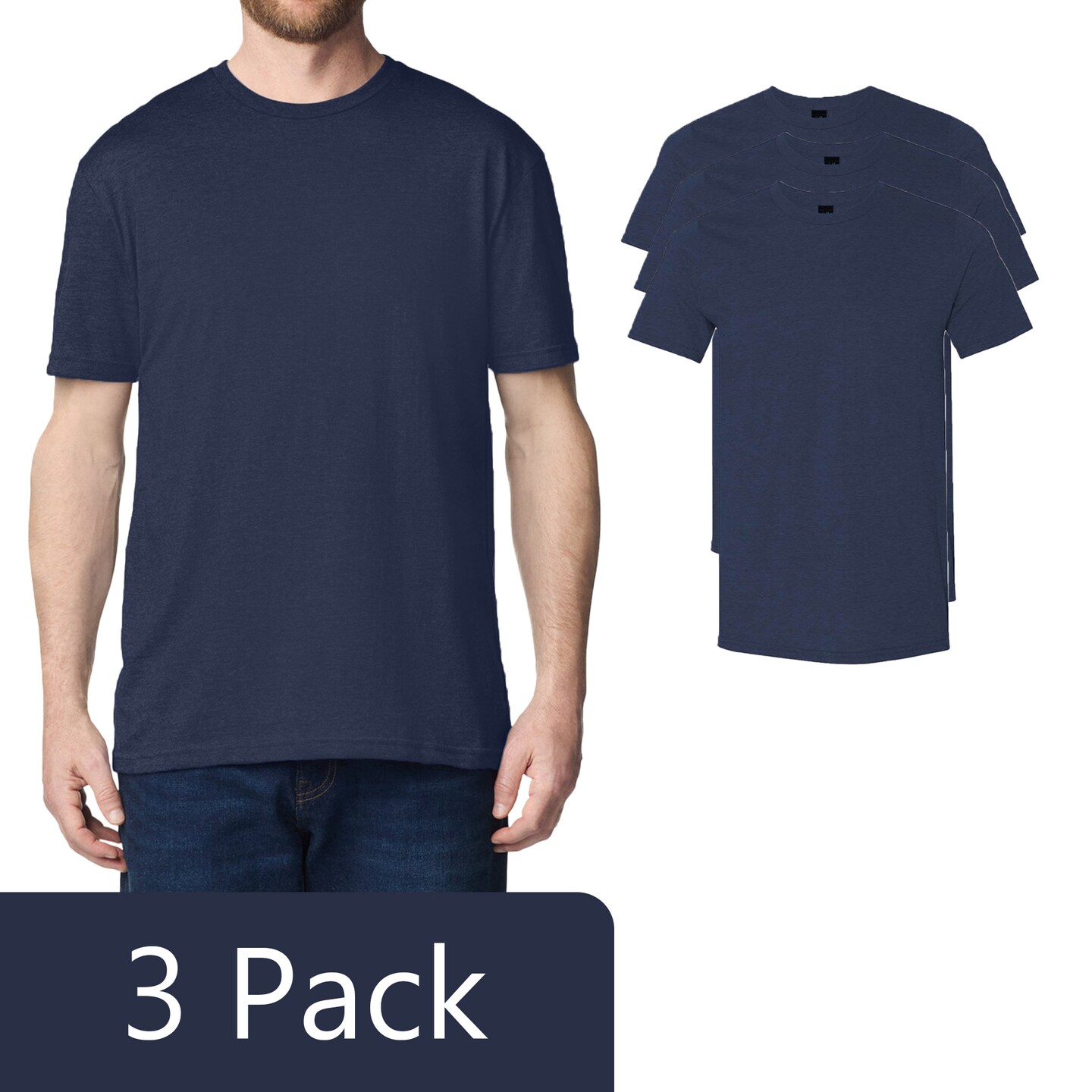 Gildan Men's Softstyle Lightweight Blank Tee for Crafting & Personalized Printing Projects, Heather Navy