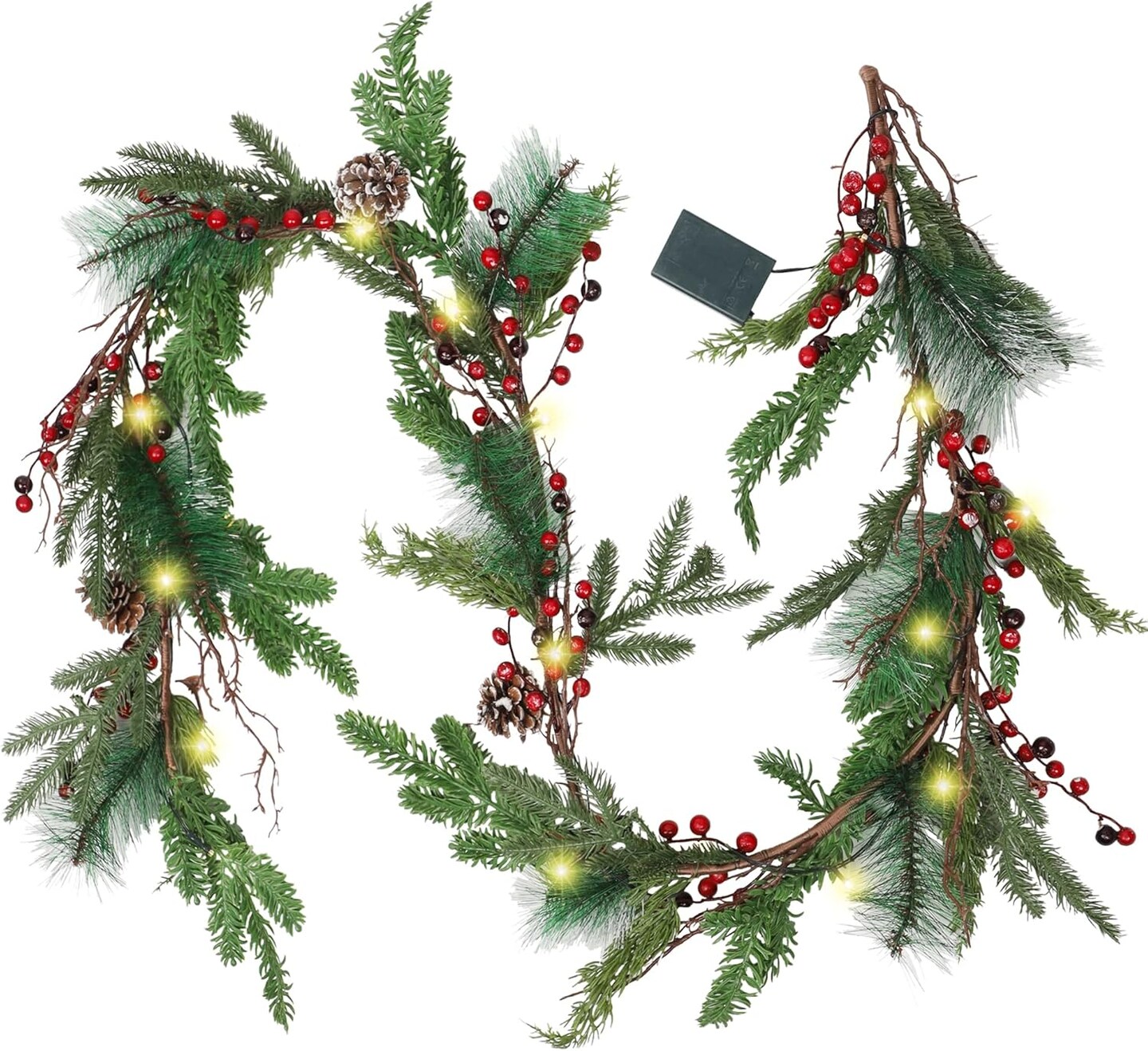 6 FT Pre-lit Artificial Christmas Garland with 20 LED Lights