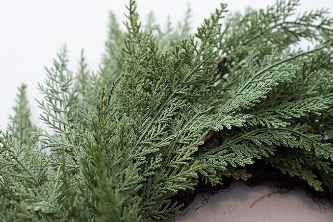 30" Faux Cedar Wreath, Christmas Wreaths for Front Door Outside, Green Wreath Christmas, Window Wreaths, Real Touch Norfolk Pine Wreath, Evergreen Wreath, Large Christmas Wreath