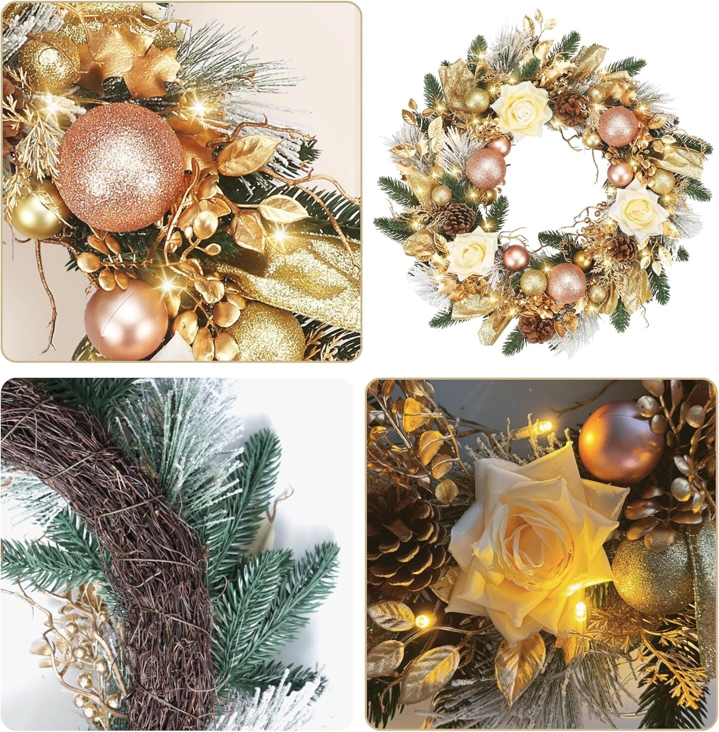 Christmas Wreath for Front Door with Lights